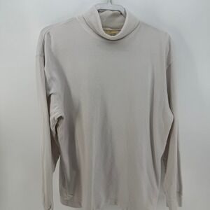 St. John's Bay Turtleneck Womens Large Ivory Cotton Mock Neck Basic Minimalist